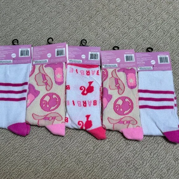5 Barbie New Novelty Crew Socks Size 6-12/13 - Men's/Women's - - Picture 2 of 2